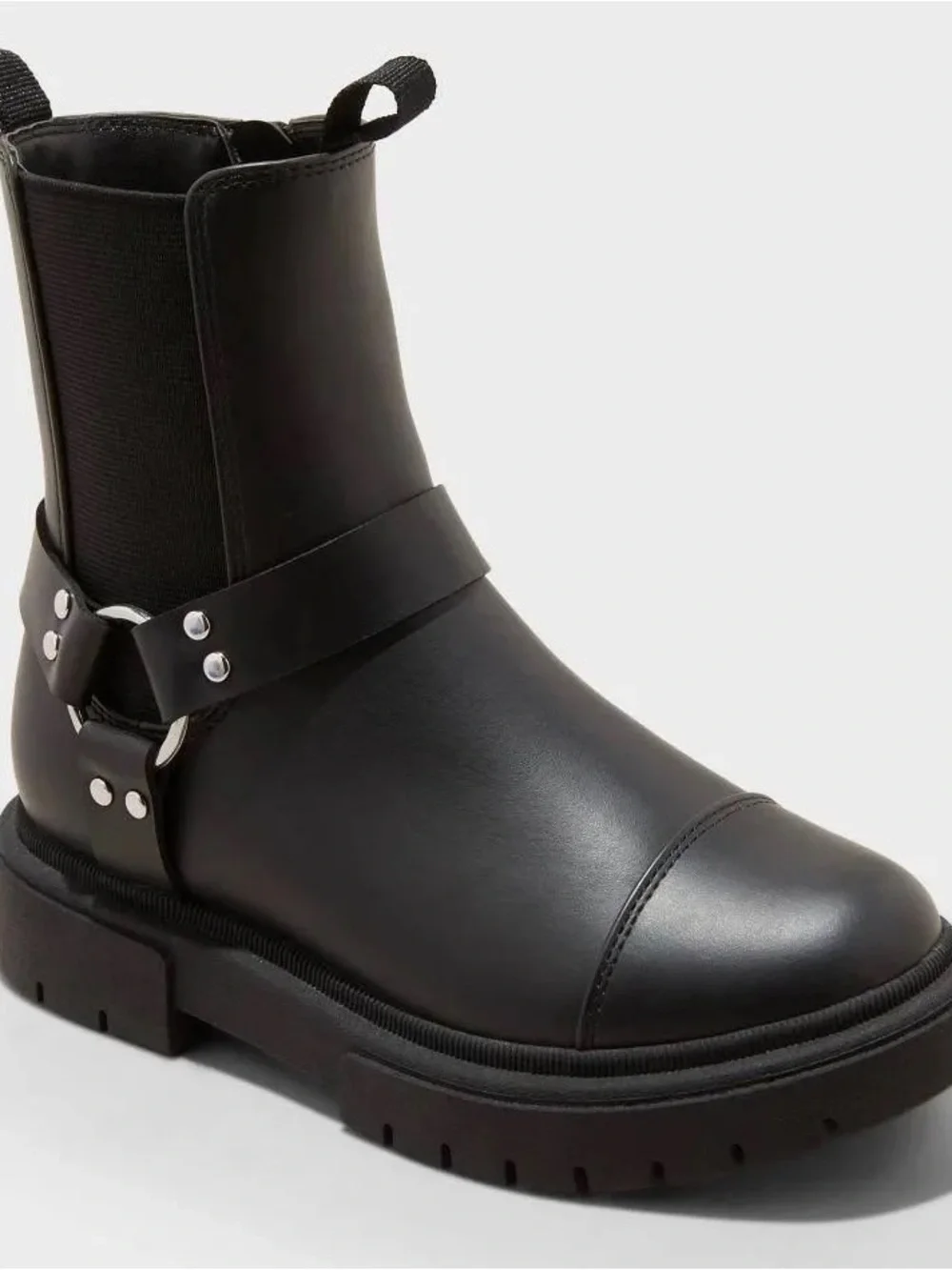 Black Leather Harness Crosby Harness Moto Boot